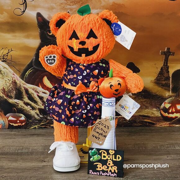 Build A Bear Pumpkin Glow Plush Jack O'Lantern Halloween 2023 Dress Clothes GIRL - Picture 14 of 16